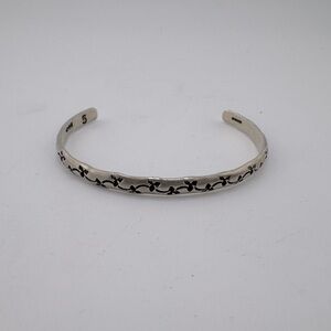 Sterling Silver and‎ Black Patterned Bracelet Native Western Cuff